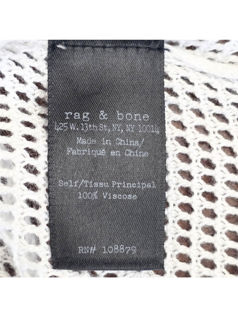 Rag & Bone JEAN Odette Tee White Mesh Open Knit Pullover Top Size L NWT - Picture 14 of 16